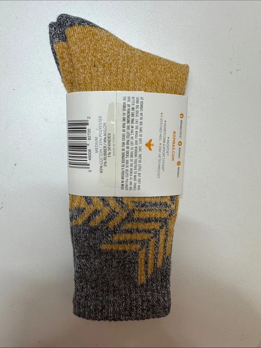 Bombas Limited Edition Mustard & Gray Crew Socks